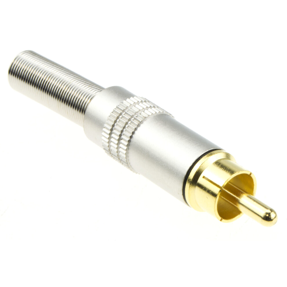 Kenable Hq Chrome Rca Phono Plug Av Cable Solder Terminal Contacts Gold/Black