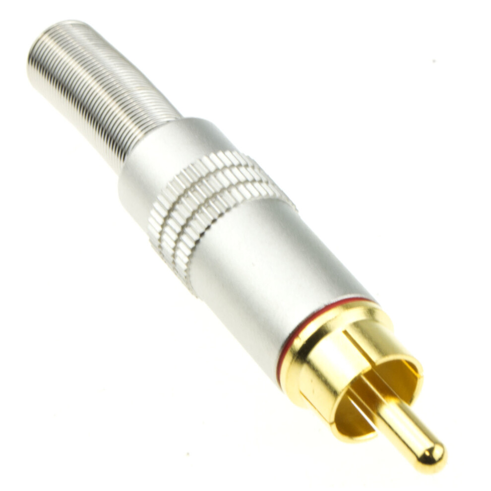 Kenable Hq All Metal Rca Phono Plug Av Cable Solder Terminal Contacts Gold/Red