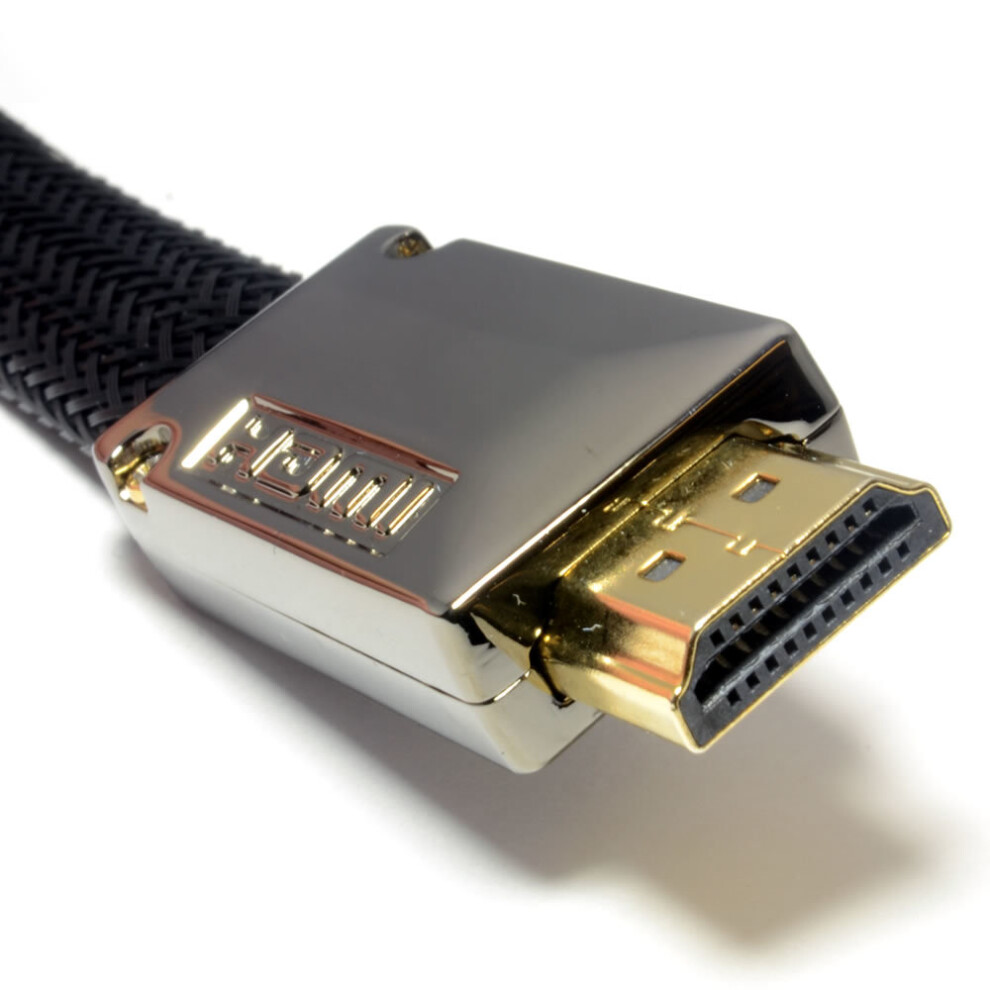 kenable PRO FLAT Braided HDMI 2.0 High Speed 4K TV Low Profile Cable Metal Ends  3m