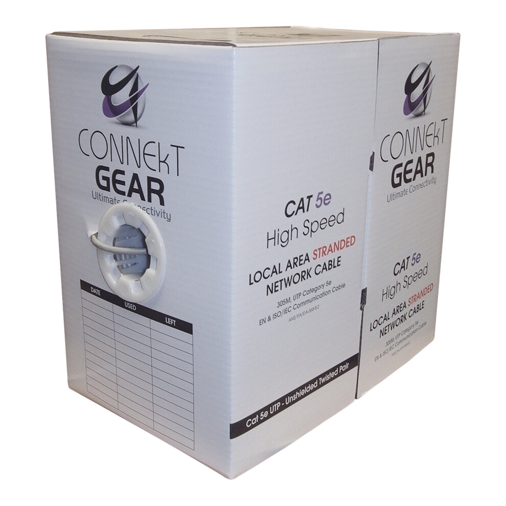 Kenable Stranded Cat5e-Cca Utp Ethernet Network Cable Reel Box Wire 305M 24Awg