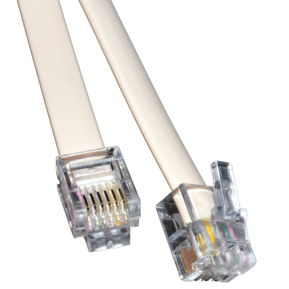 kenable RJ12 6P6C to RJ12 6P6C Cable Plug to Plug  RJ11 with 6 wire  White  3m