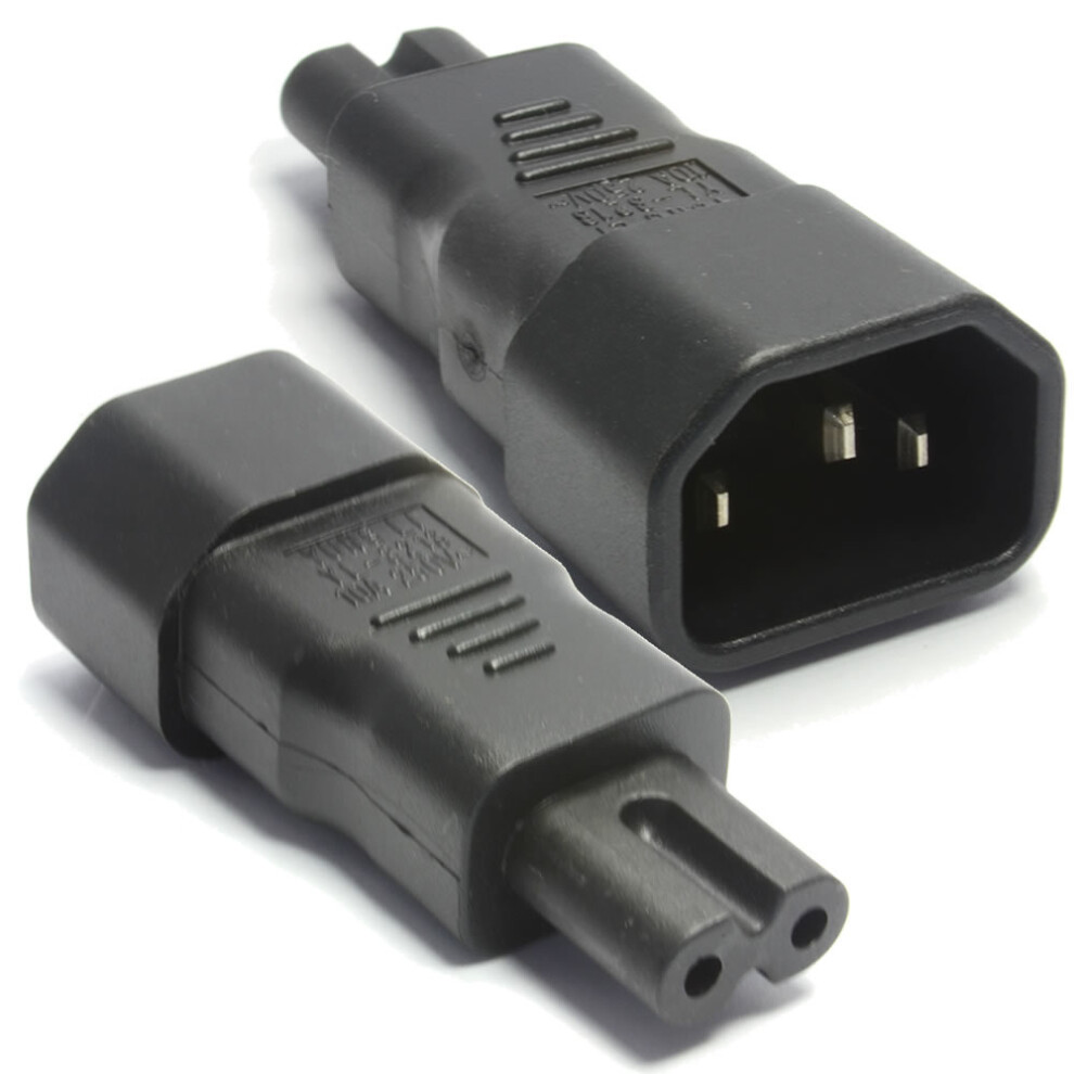 kenable IEC C14 Male Pins to Figure of 8 Eight Male C7 Plug Adapter