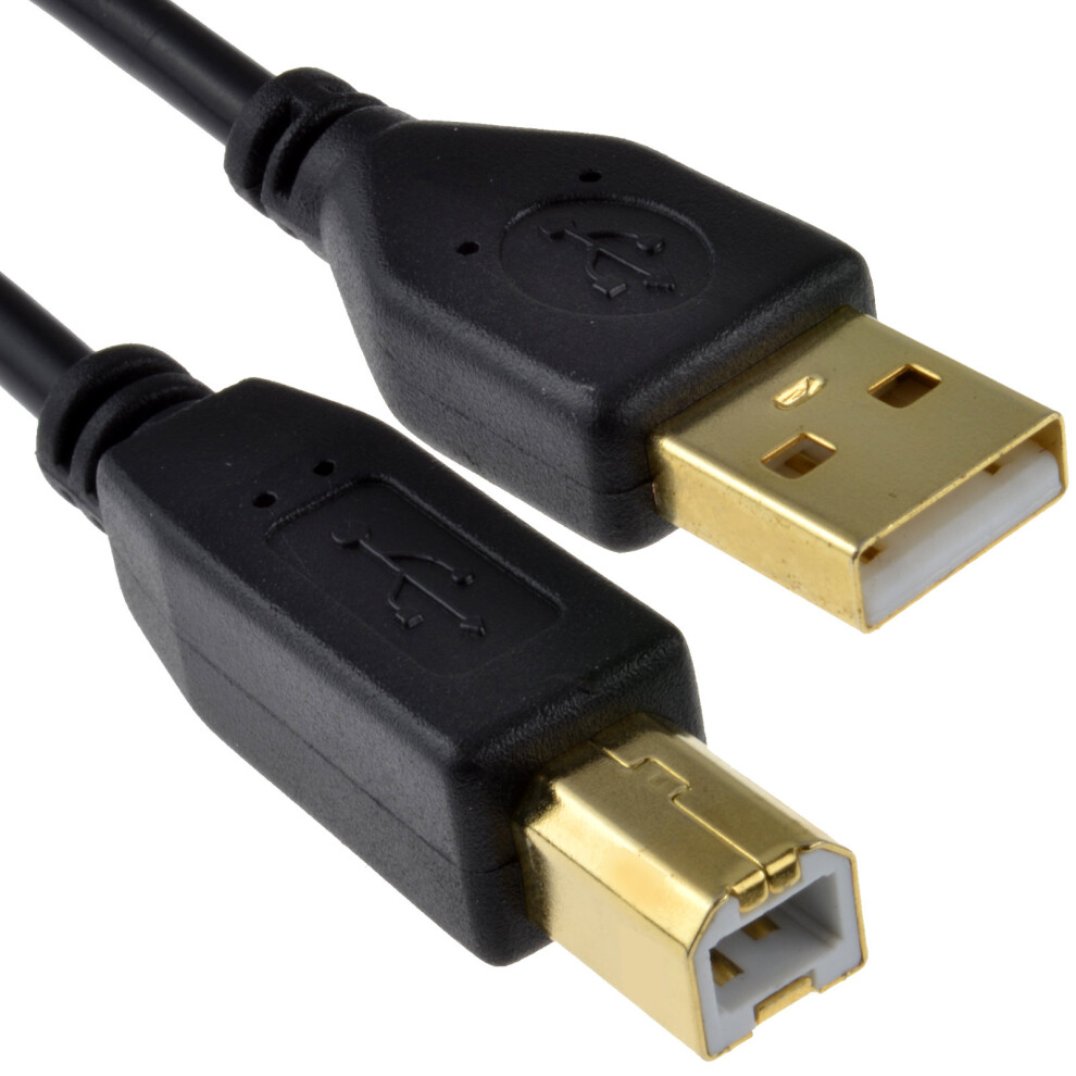 kenable GOLD 24AWG USB 2.0 High Speed Cable Printer Lead A to B BLACK  0.5m