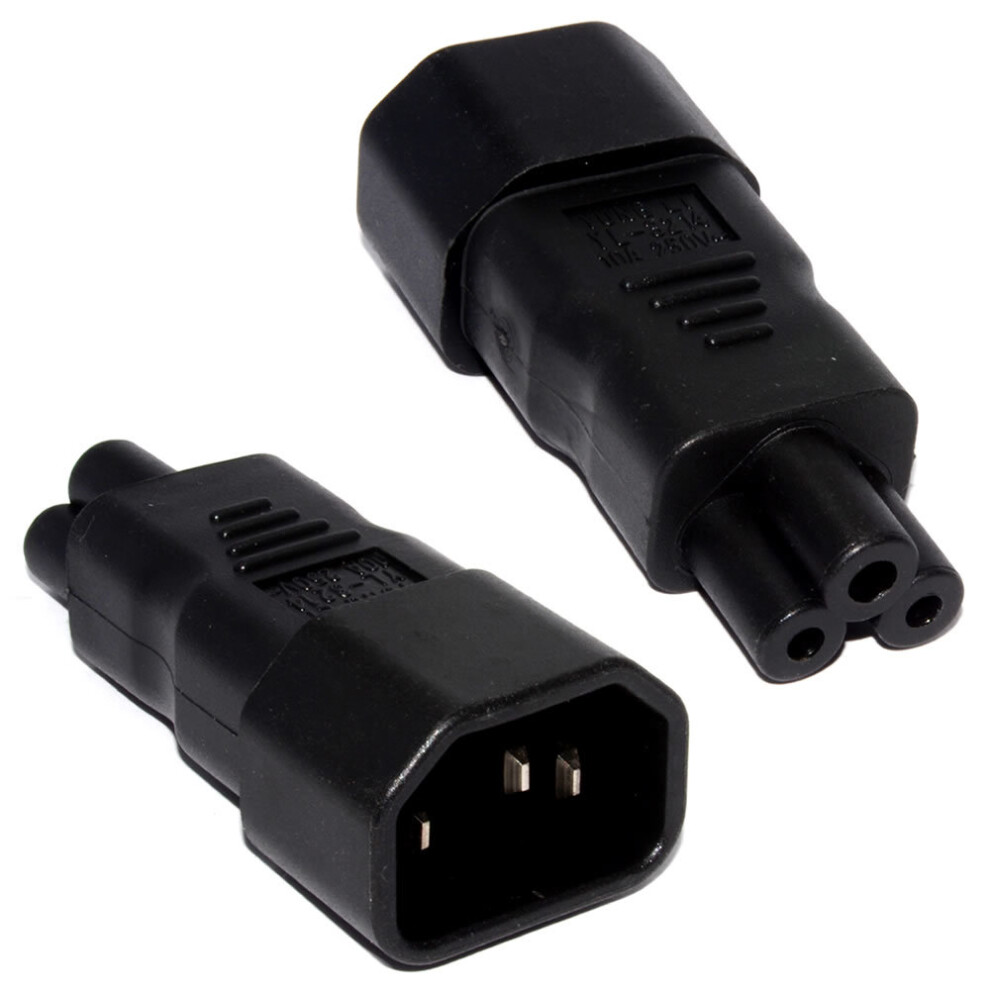 Kenable 3 Pin Iec Socket C14 To Cloverleaf Plug C5 Adapter Up To 250V Black