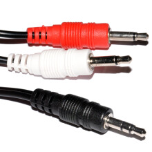 3.5mm Stereo Aux Jack to Twin Mono 3.5mm Jack Plugs OFC Audio Cable Gold 1m