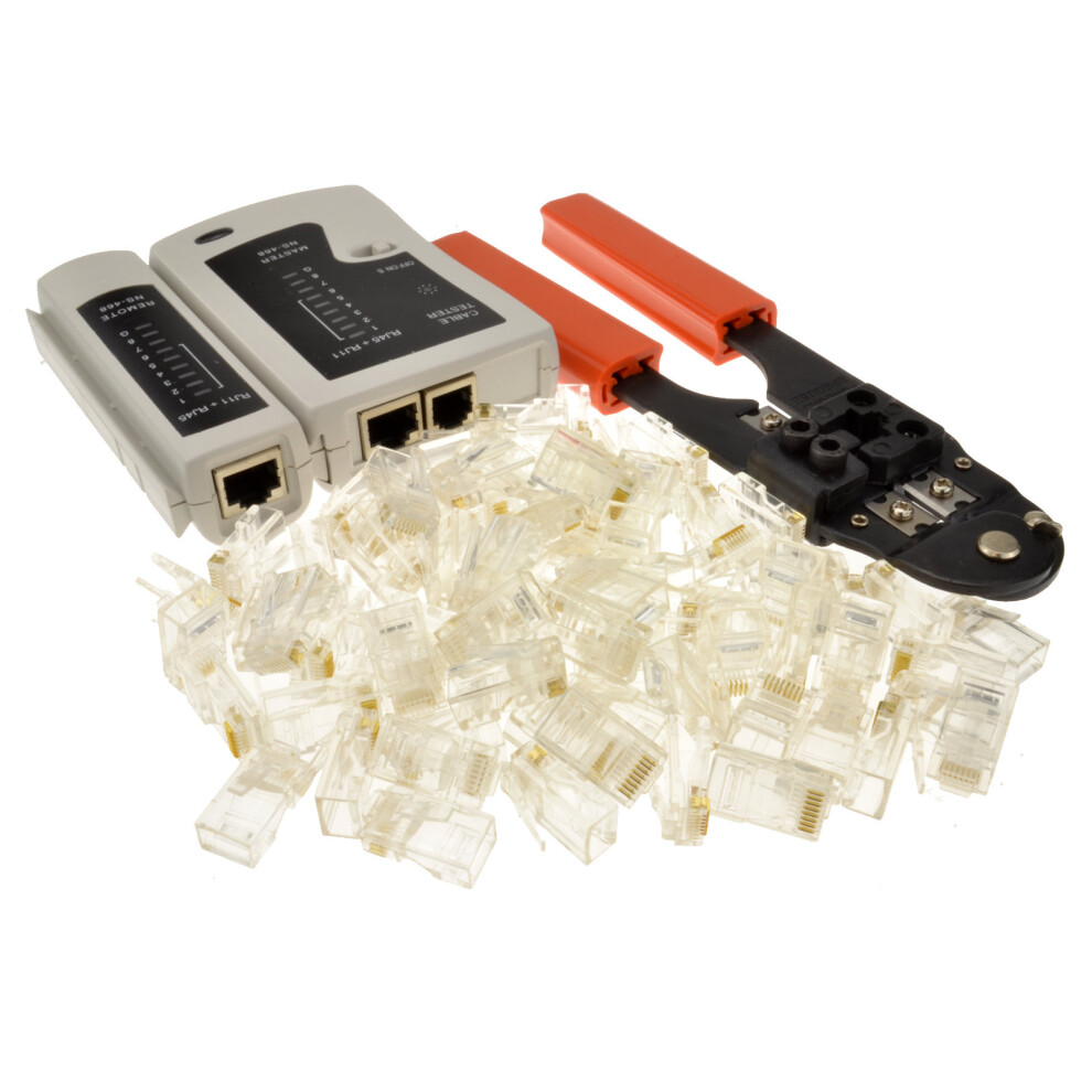 kenable Networking RJ45 RJ11 Tester with Crimper and 100 x RJ45 Ends Tool Kit