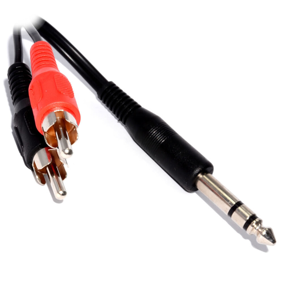 kenable 6.35mm Stereo Jack Plug to Twin Phono Plugs Audio Cable 15cm