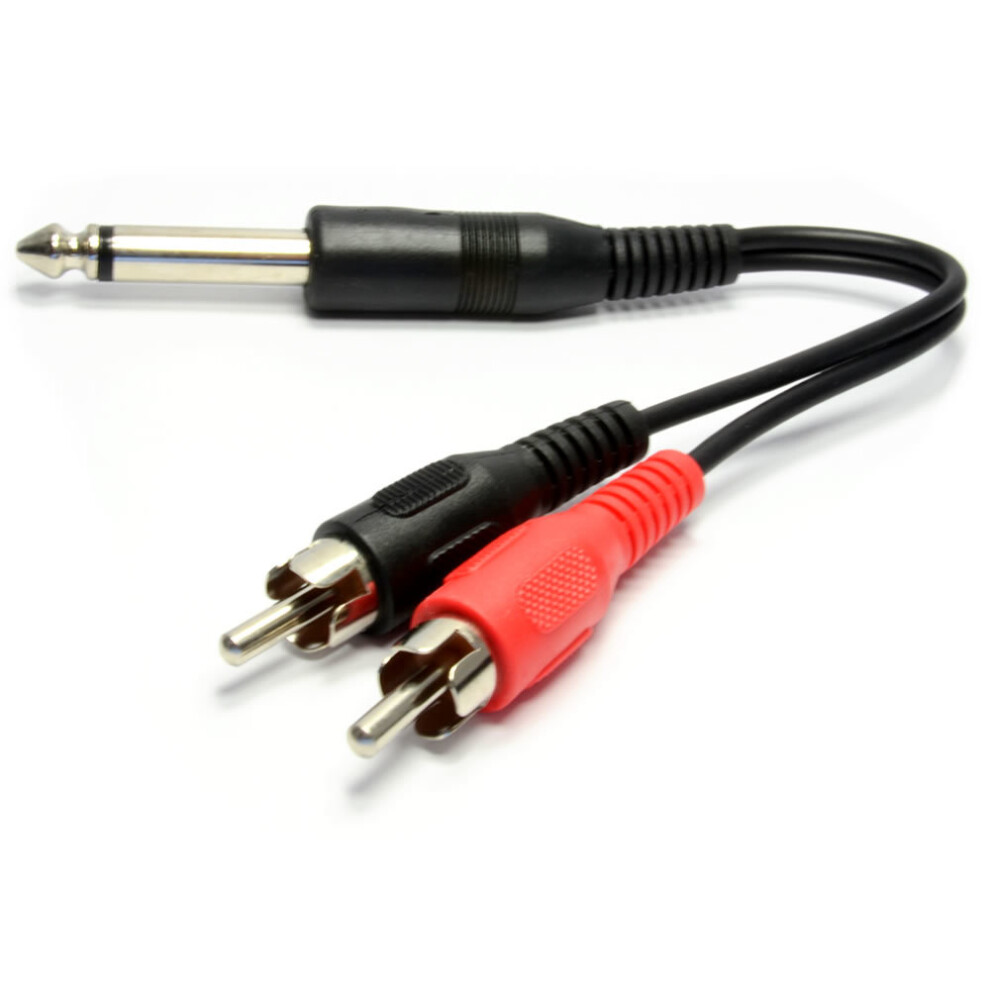 Kenable 6.35Mm Mono Jack Plug To Twin Stereo Phono Plugs Cable 20Cm