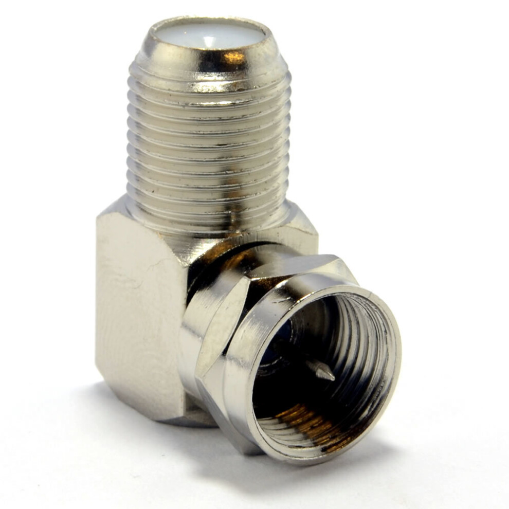 F Type Satellite Socket To Right Angle Male Plug Coupler Adapter 5055383460533