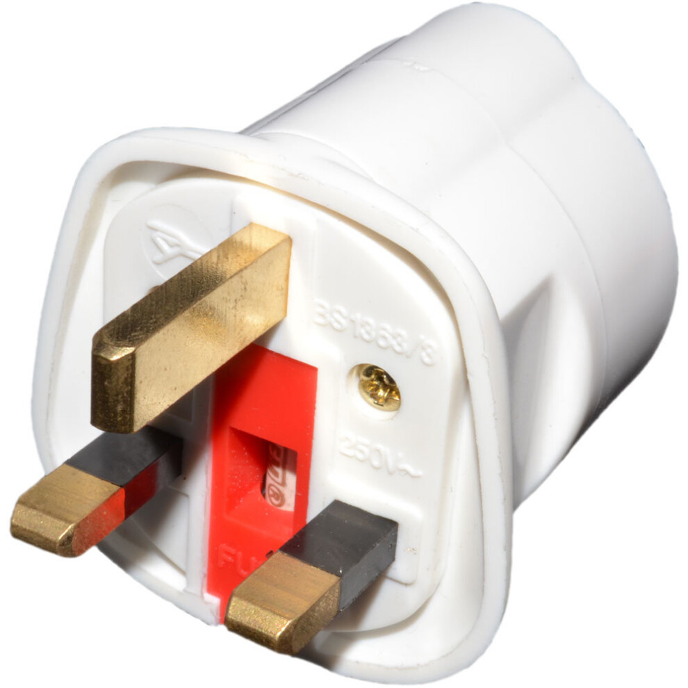 Schuko 2 Pin Euro Plug Socket To 13A 3 Pin Uk Plug Adapter White 5055383460175