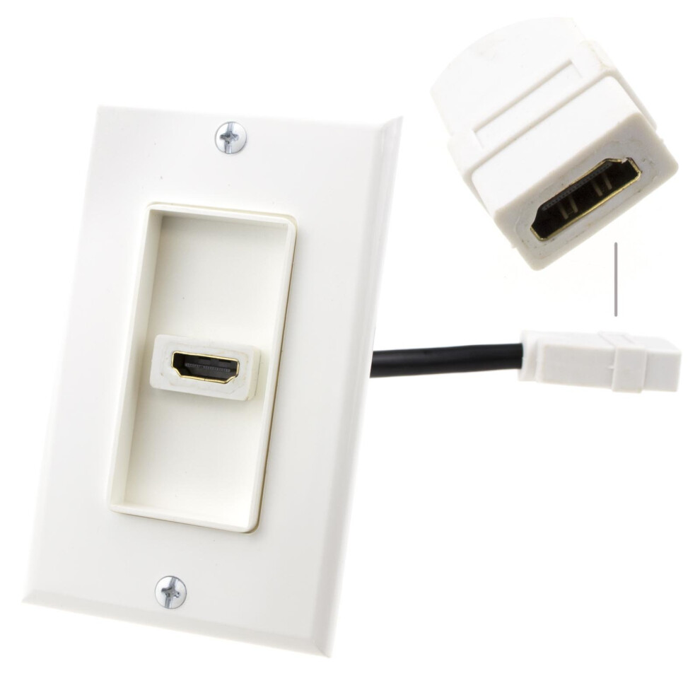 kenable HDMI Flush EURO Wall Plate Faceplate Socket HDMI Tail Cable Single Port