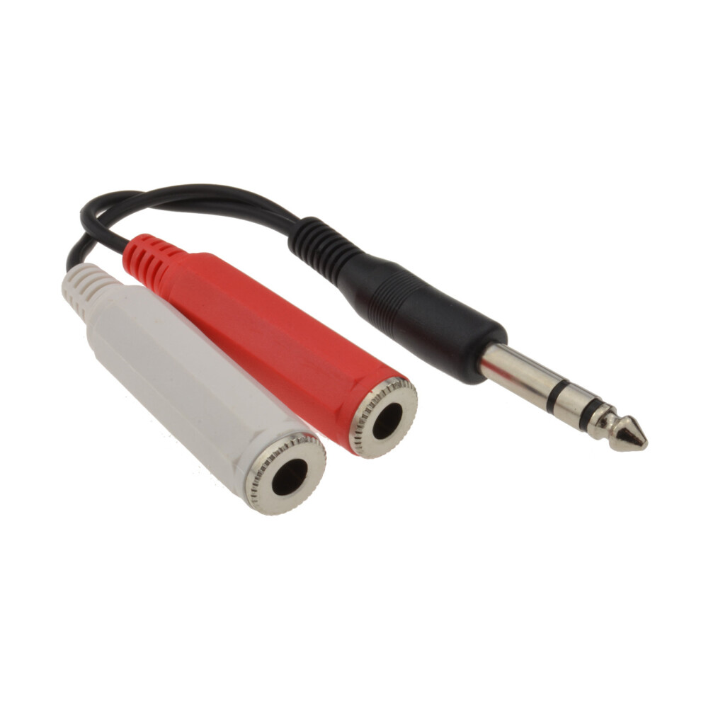 6.35Mm Stereo Jack Plug To Twin 6.35Mm Stereo Jack Sockets Adapter 5055383441617