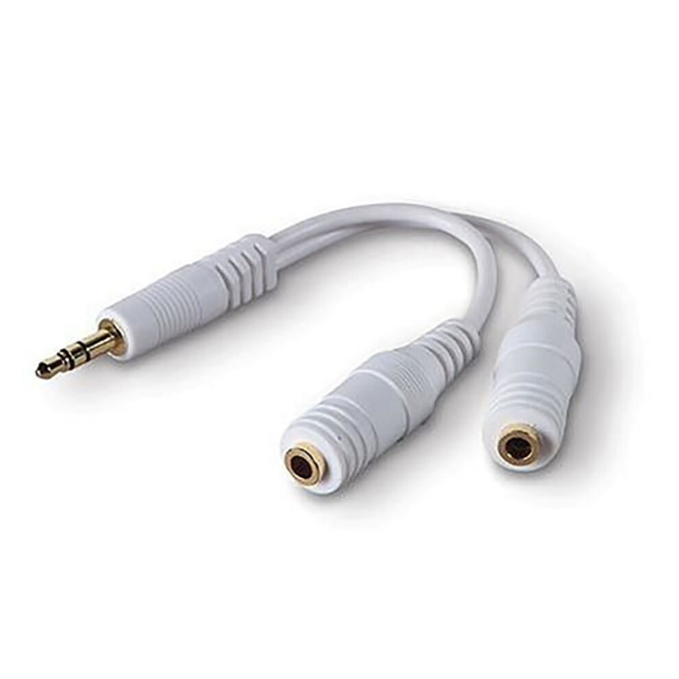 Kenable 3.5Mm Jack To Twin 3.5Mm Jack Sockets Stereo Headphone Splitter White