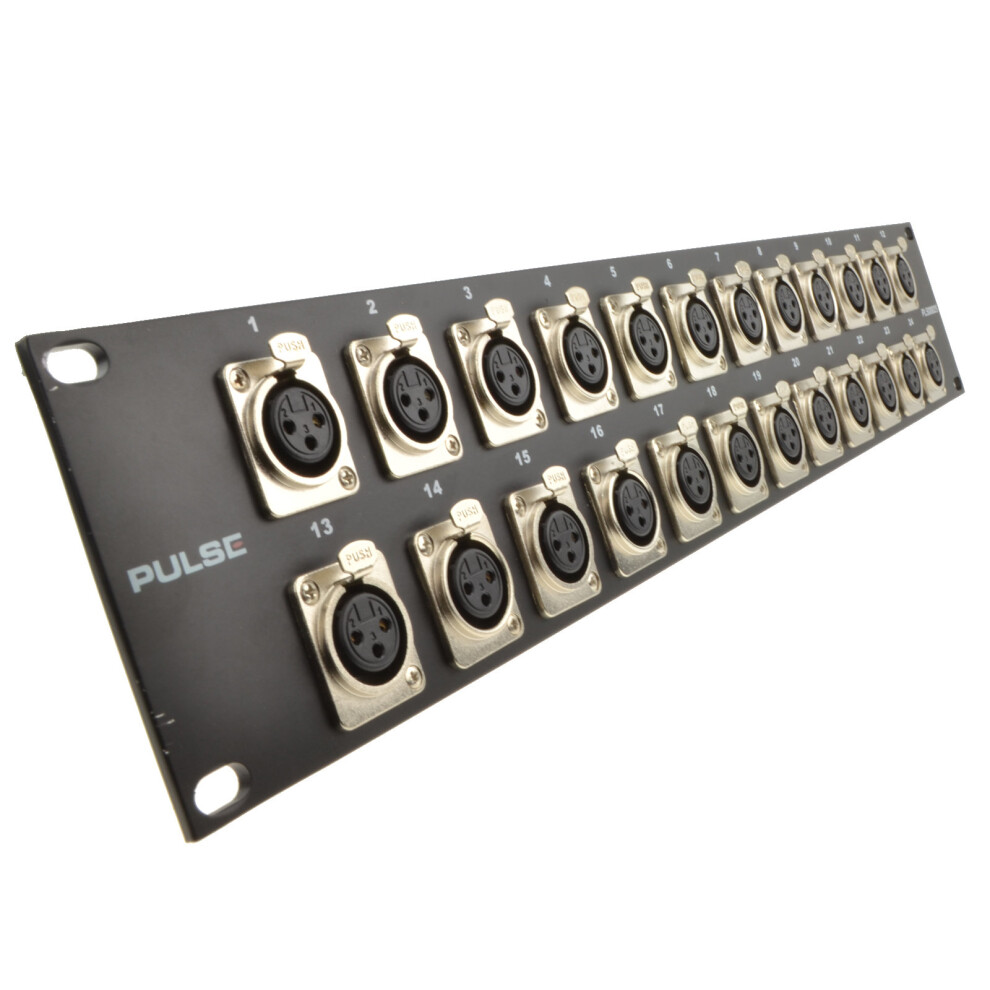 XLR Mic 19 inch Flight Case Network Cab Rack Panel 24 Female Connectors