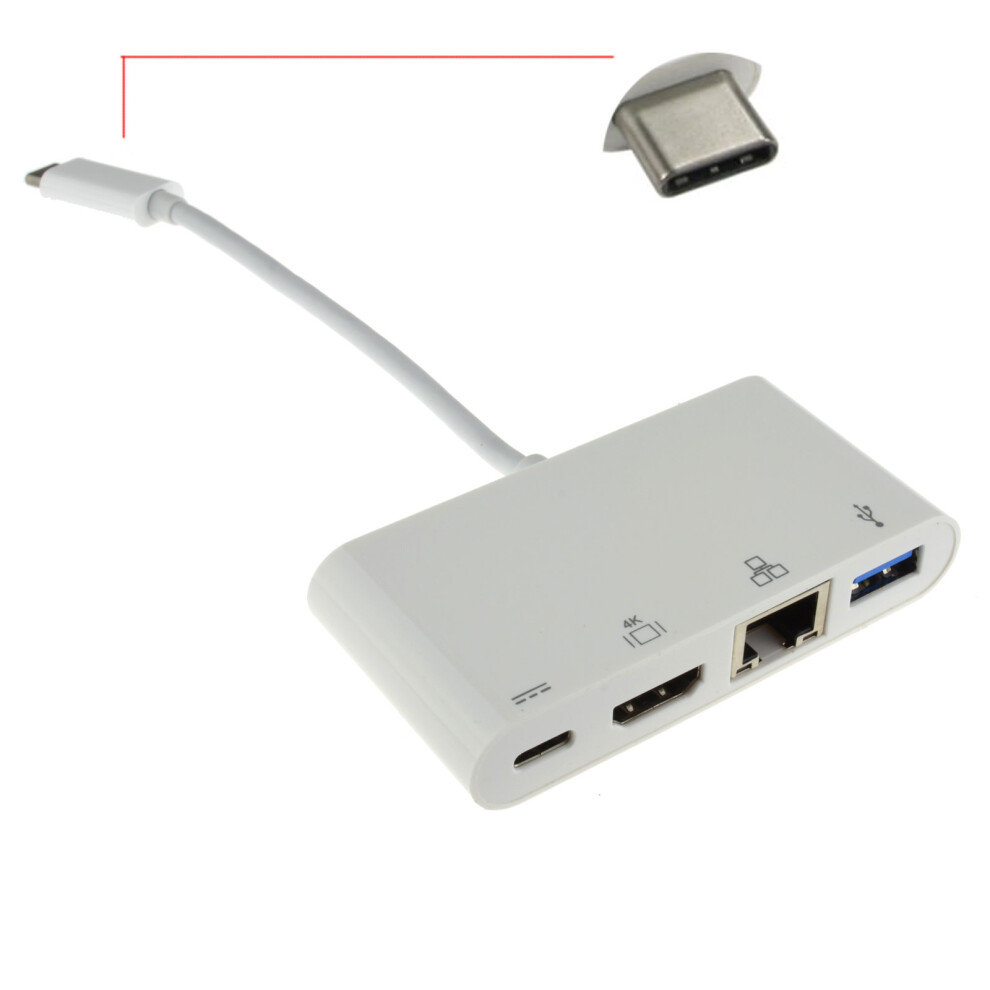 kenable USB 3.1 Type C to HDMI  USB & Gigabit Adapter with PD Function 15cm