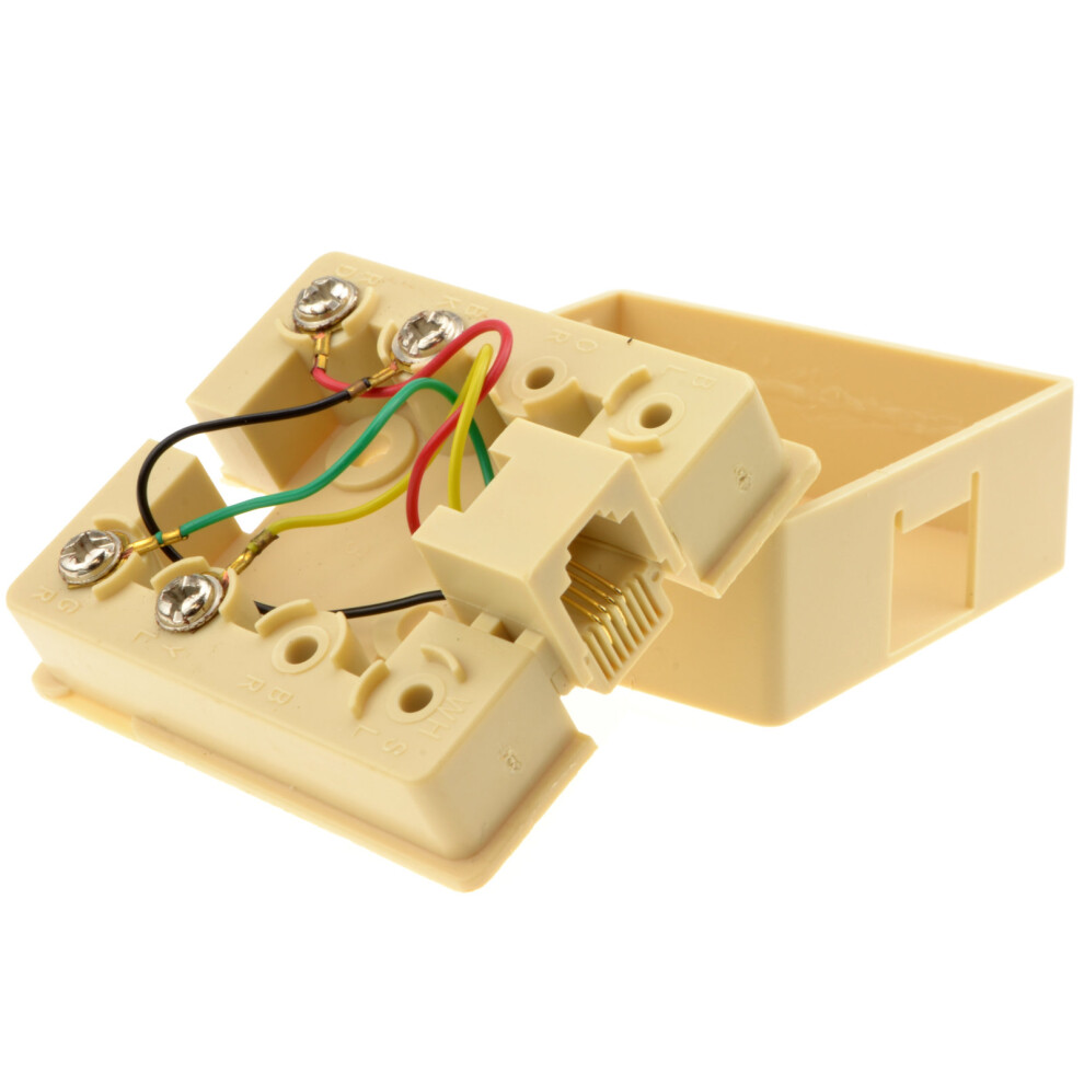 RJ11 4 Wire ADSL Panel Mount Screw Down Terminal Junction Box Beige