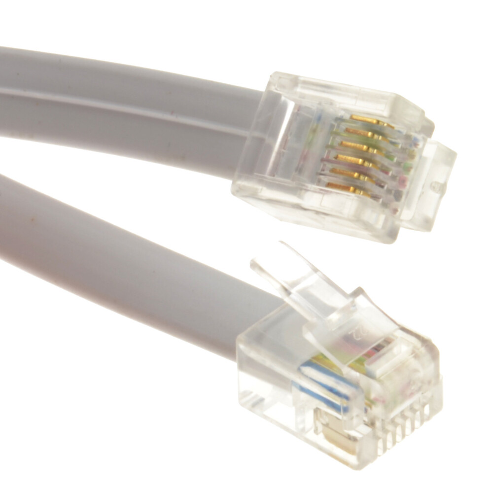 Kenable Flat Rj12 6P6c To Rj12 6P6c Cable Plug To Plug (Rj11 With 6 Wire) 5M