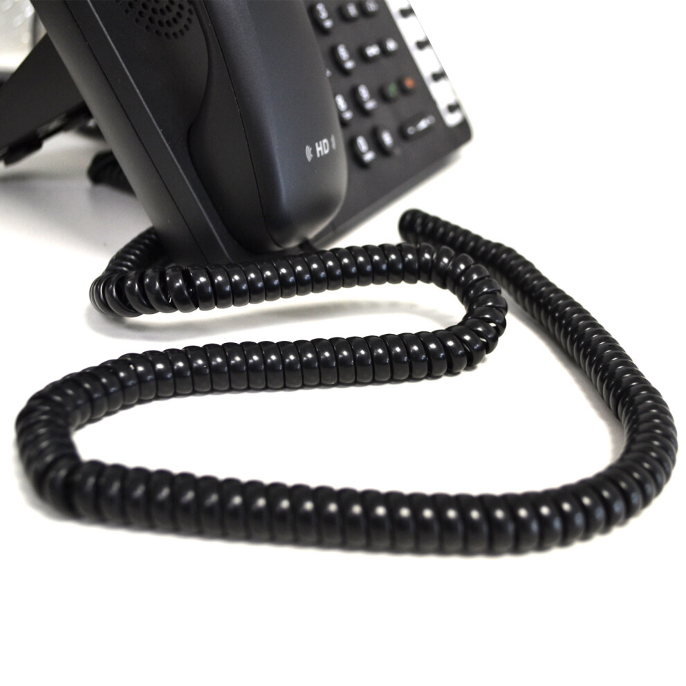Kenable Telephone Handset Coiled Rj10 Plug To Rj10 Plug Cable Lead 5M Black