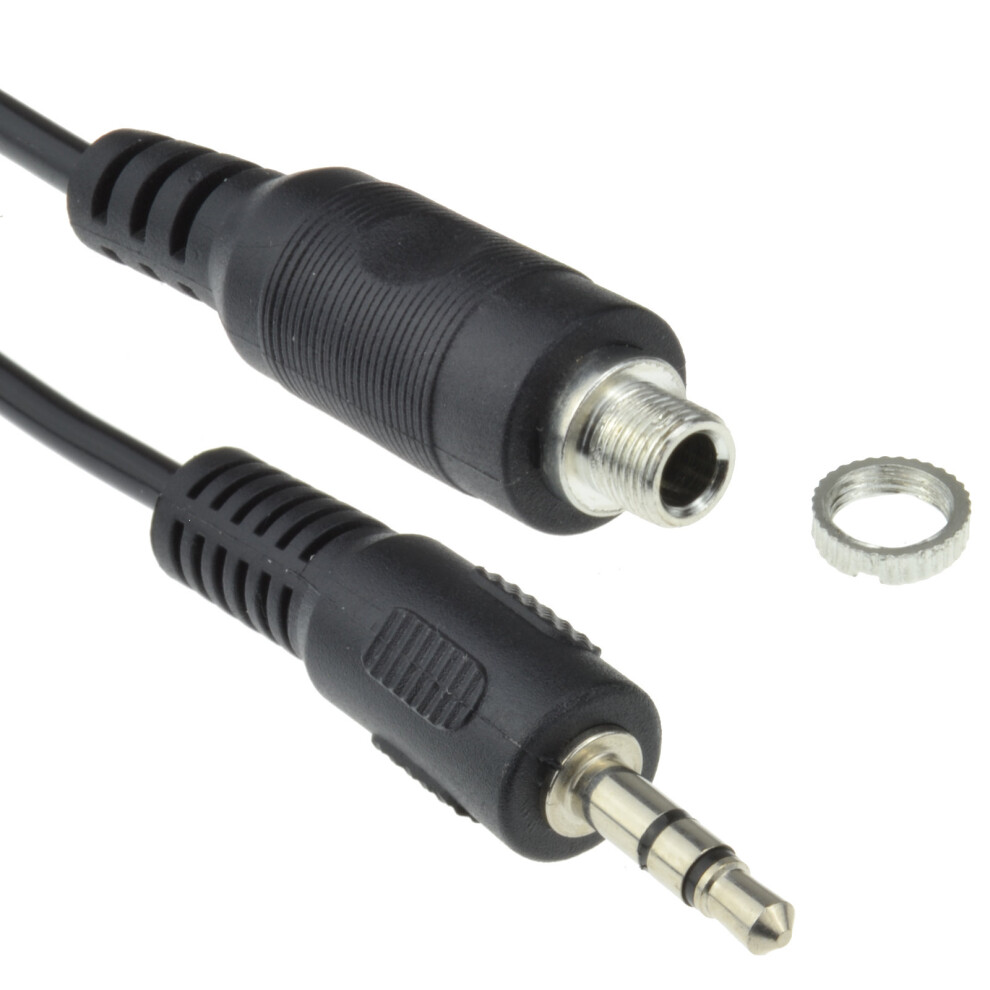 kenable 3.5mm Stereo Panel Mount Socket to 3.5mm Jack Plug Cable Lead 1m