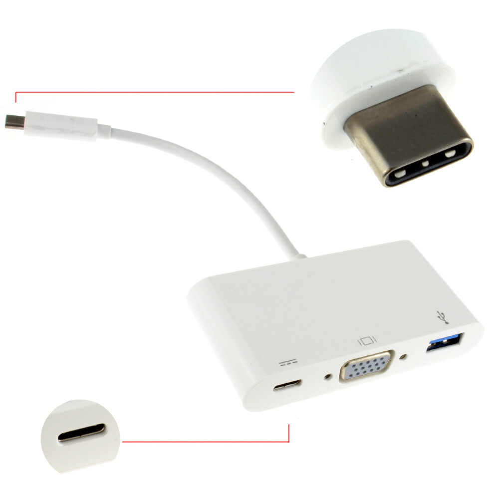 kenable USB 3.1 Type C to VGA USB Adapter & Type C Host with PD Function 15cm
