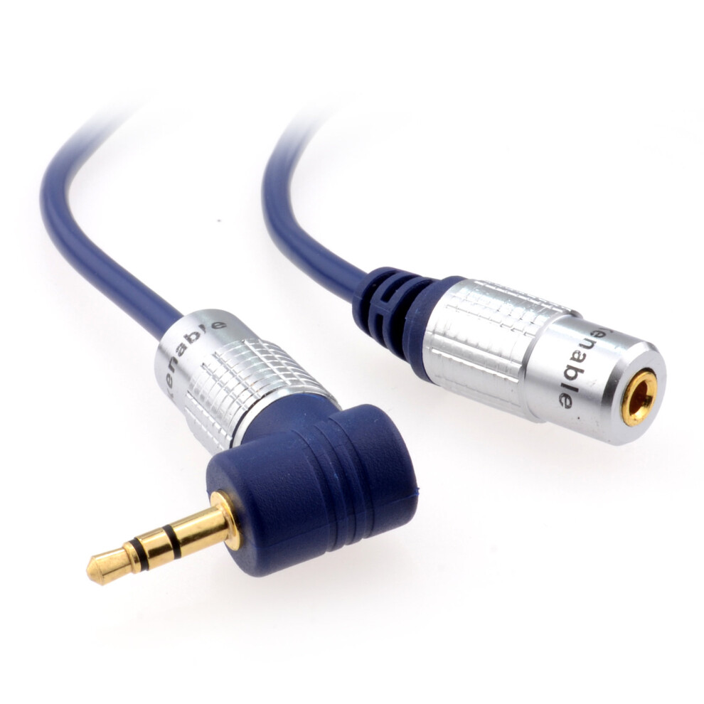 Kenable Pure Right Angle Elbow 3.5Mm Stereo Jack Plug To Socket Cable 1M