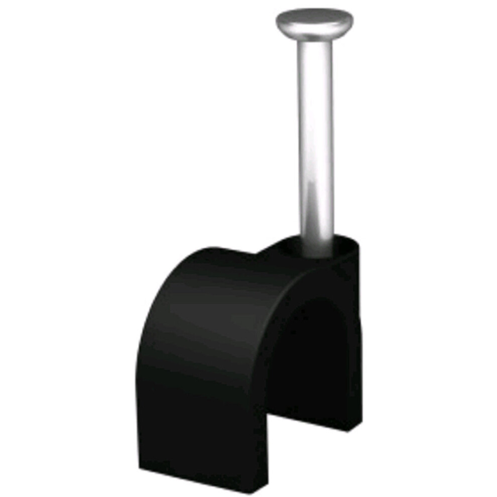 Black 100 x  4mm Round Cable Clips Secure Fastenings Cables