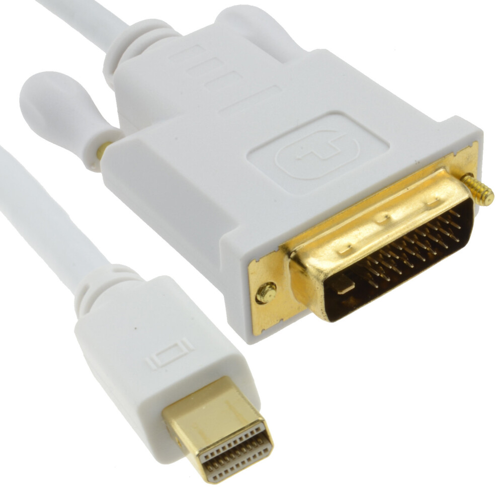 kenable Mini DisplayPort Thunderbolt to DVI D Male Plug White Cable 0.5m