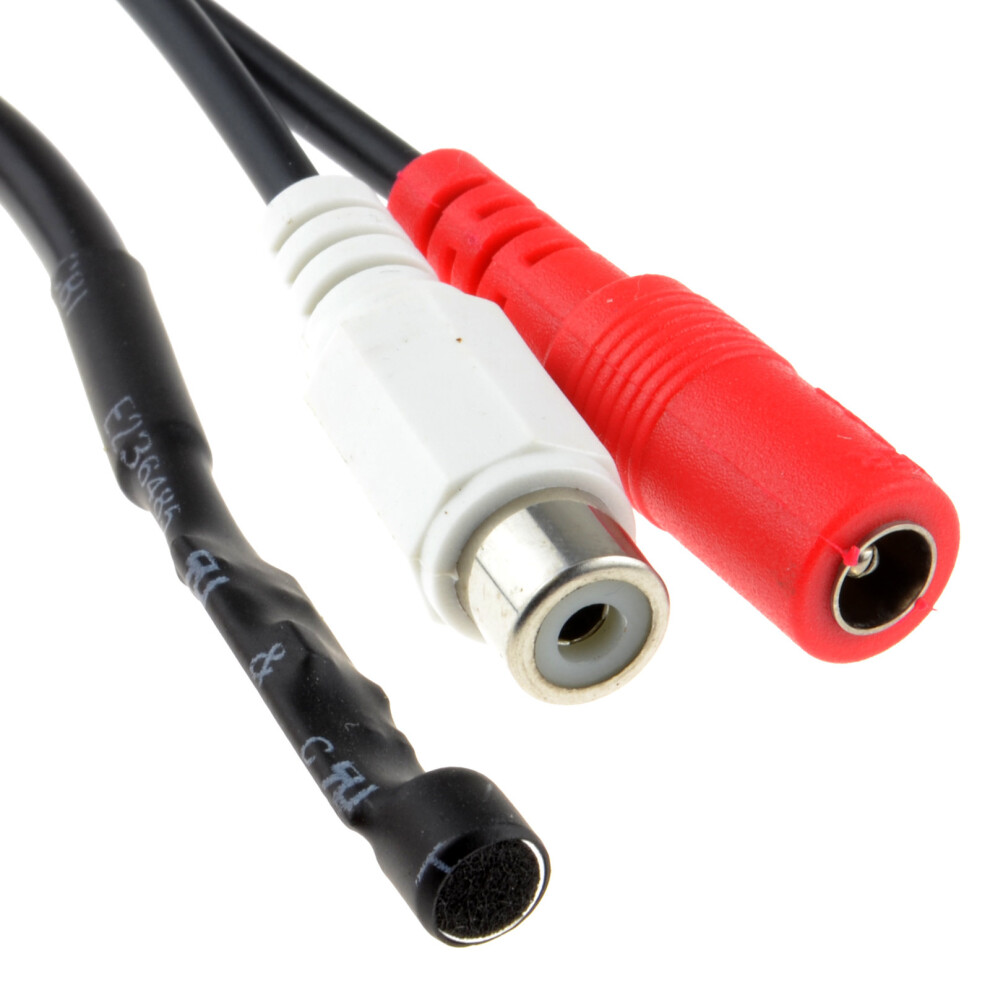 kenable CCTV Microphone RCA Phono for DVR & 2.1mm DC Low Powered Pre Amp 0.3m