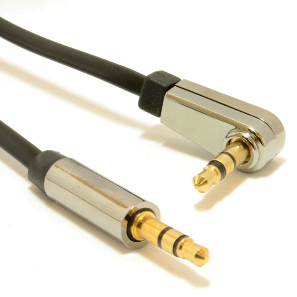Kenable Low Profile Flat Metal 3.5Mm Right Angle Male Jack To Jack Cable 5M 5055383473717