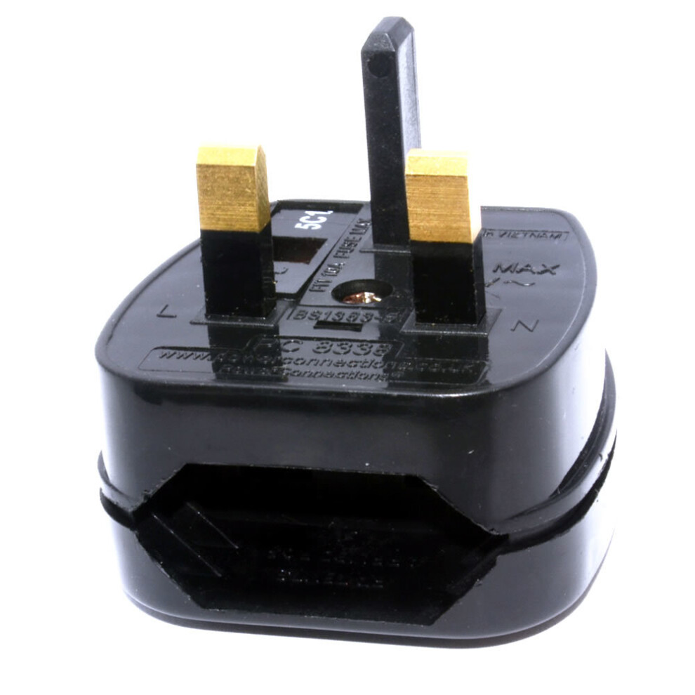 kenable Europe Plug Socket to UK Plug Pins Travel Adapter 3 amps 3A Fused BLACK