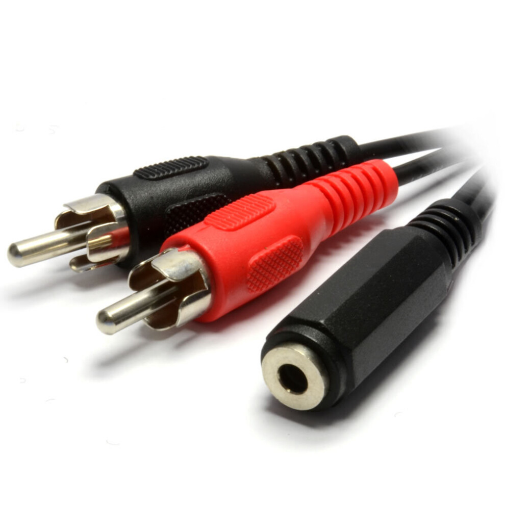 kenable 3.5mm Stereo Jack Socket to Twin Phono RCA Plugs Adapter Cable 2m