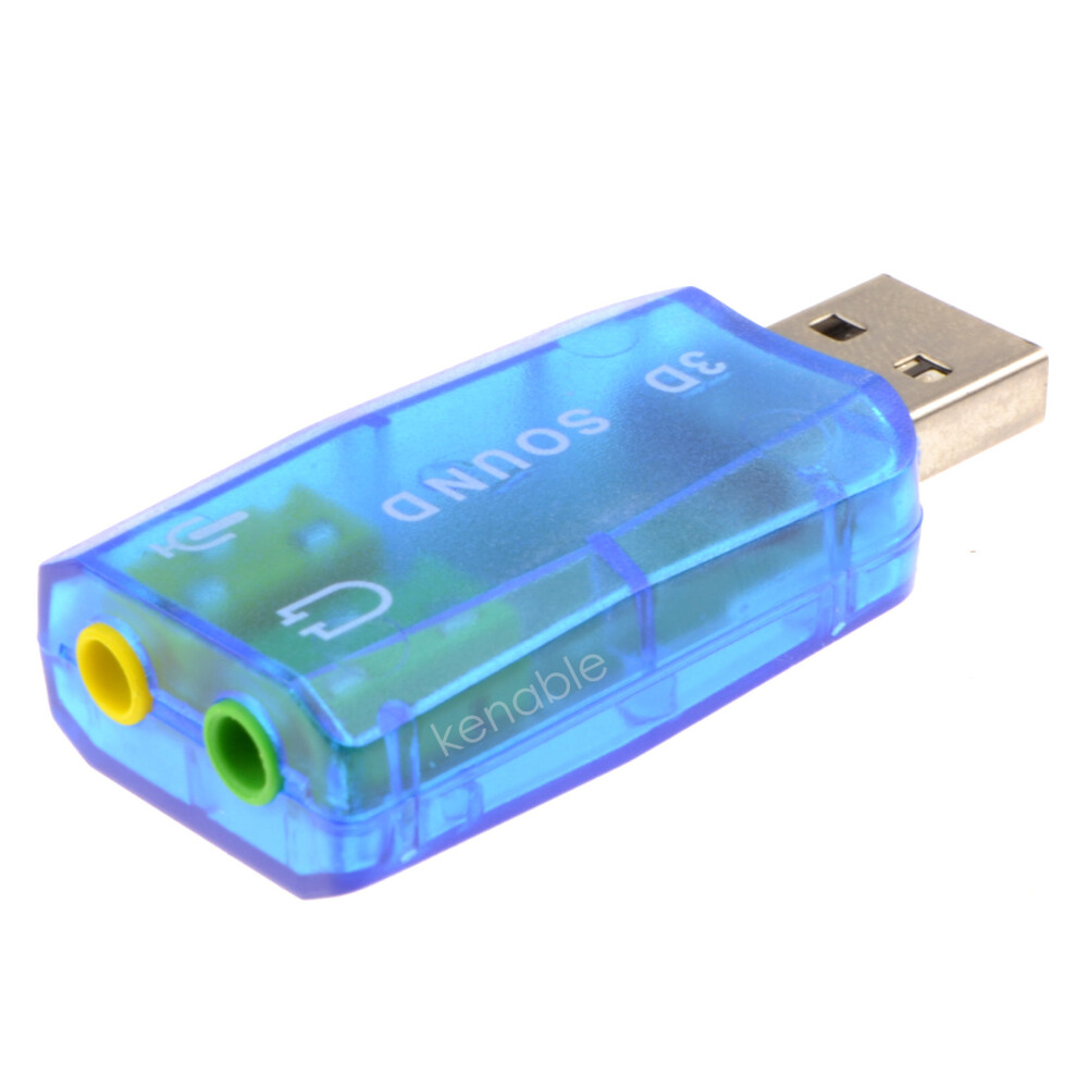 Kenable Usb Headset Adapter Soundcard Audio Headphone And Mic 2 X 3.5Mm Sockets