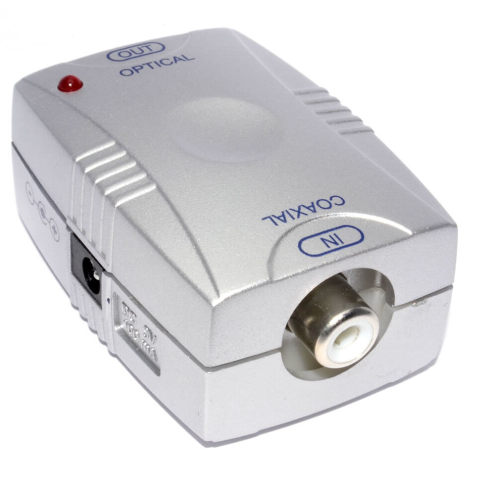 Kenable Digital Audio Coax Spdif Phono Rca To Optical Tos Converter Adapter Uk Power Light