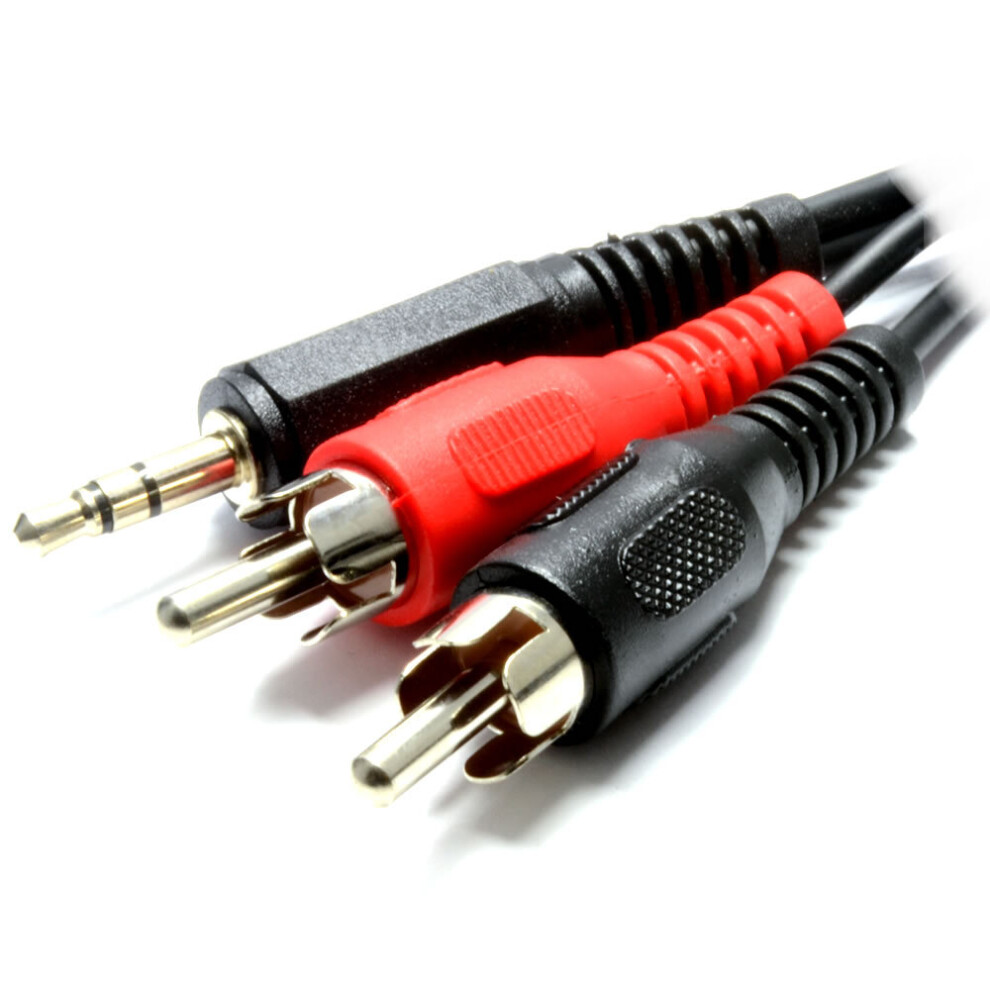 kenable 3.5mm Stereo Jack to 2 RCA Phono Plugs Audio Cable Lead Nickel 1.2m