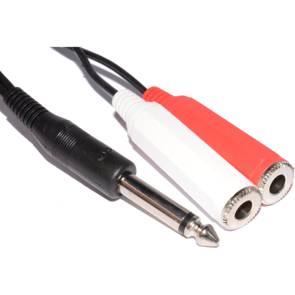 kenable 6.35mm Mono Jack Plug to Twin Mono 6.35mm Sockets Audio Cable 2m