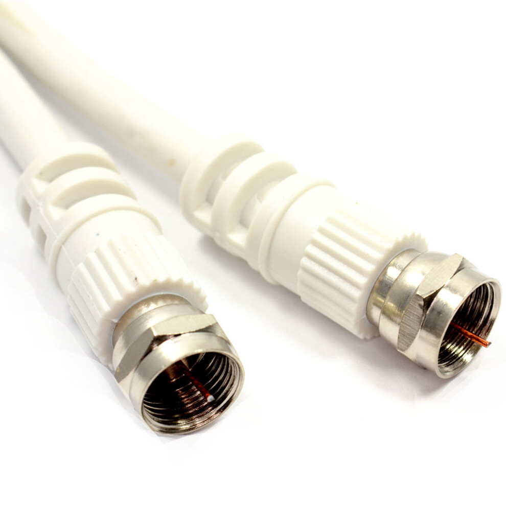kenable Satellite F Connector Plug to Plug 75 ohm RG59 Cable White Lead  0.5m 50cm