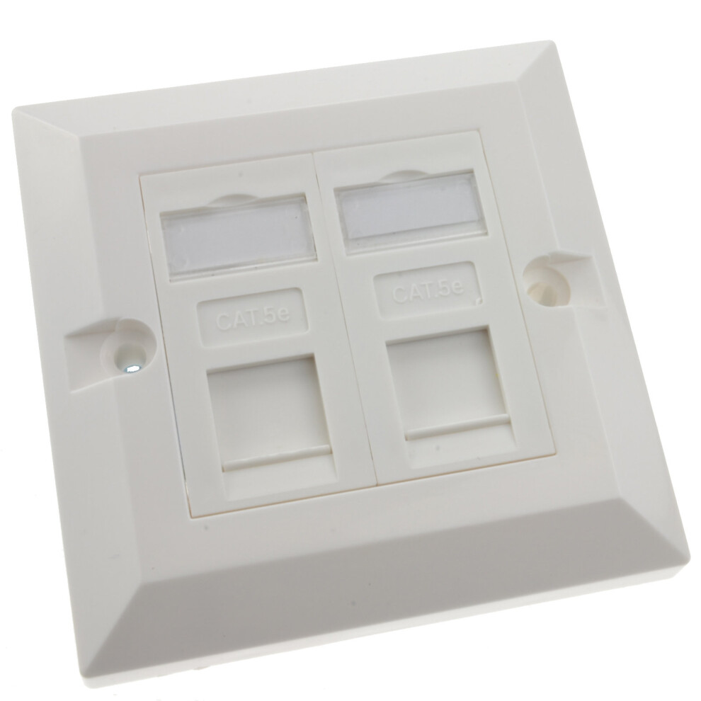 kenable RJ45 Face Plate Wall Sockets Cat5E Double 2 Port with Keystones Jacks