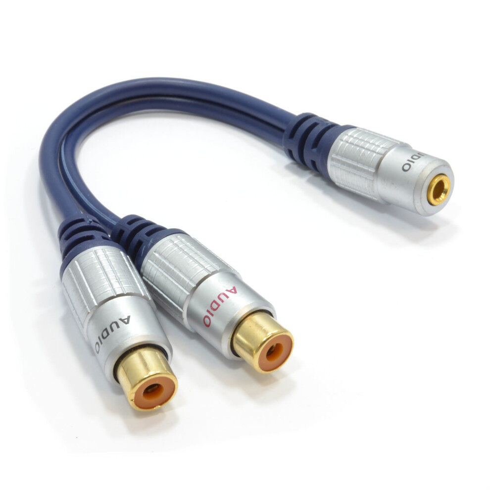 kenable PURE Gold 3.5mm Stereo Jack Socket to 2 Phono RCA Socket Adapter Cable