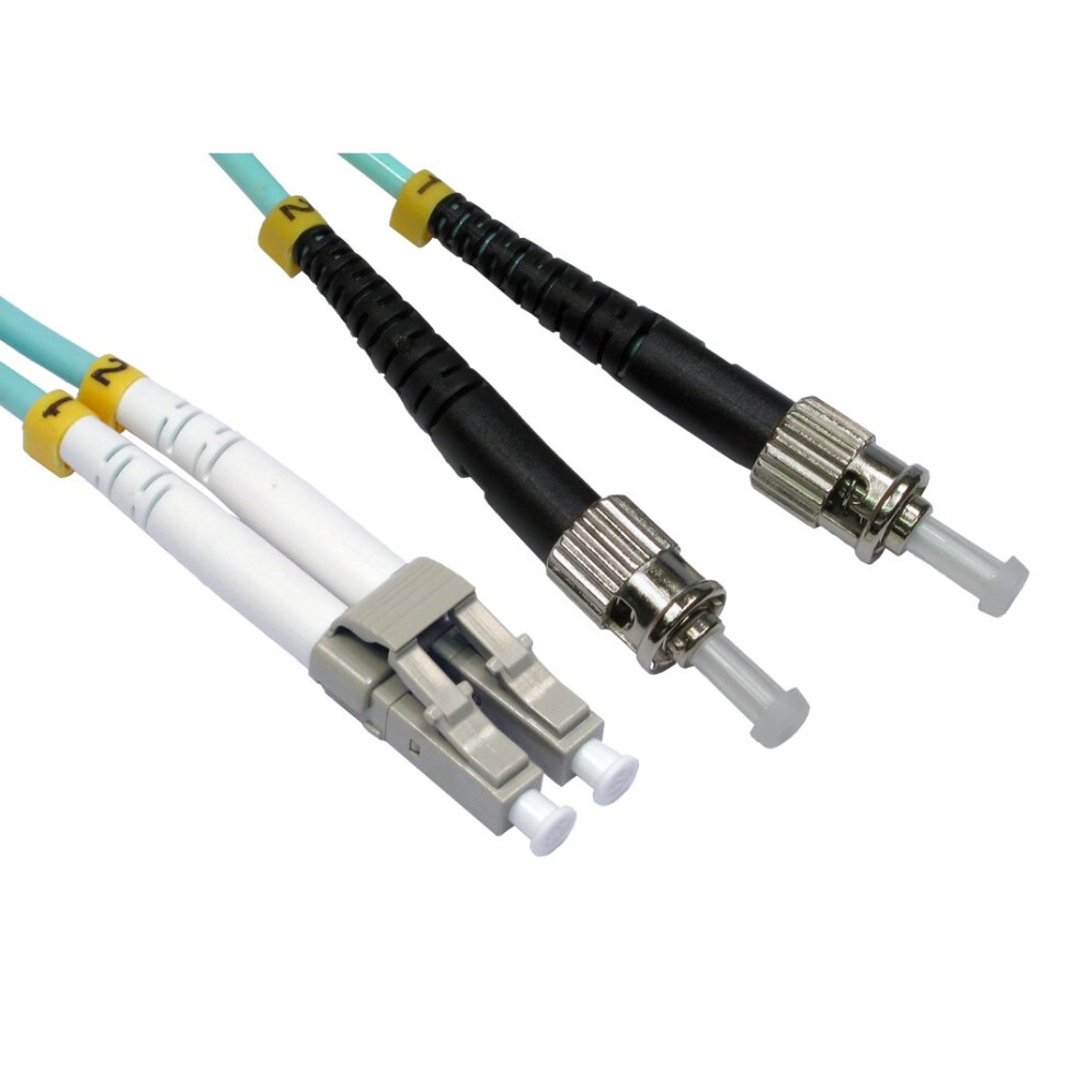 kenable OM3 Aqua Fibre Optic ST LC Duplex MM 50 125 Patch LSZH Cable  2m