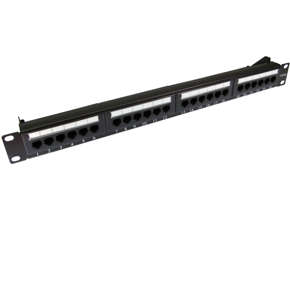 kenable Patch Panel Cat5e RJ45 19 inch Rack Mountable 24 Port & Back Bar