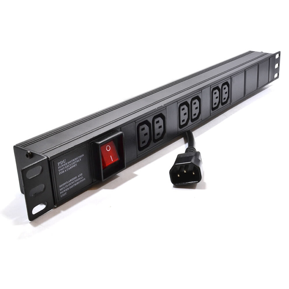 kenable Power Distribution Unit 6 Way C13 IEC 19 Horizontal PDU to C14 Plug