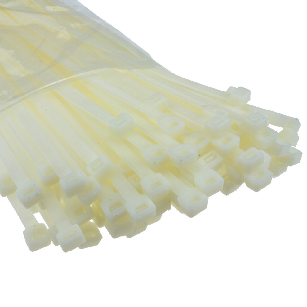 kenable Natural Cable Ties 450mm x 7.5mm Nylon 66 UL Approved [100 Pack]