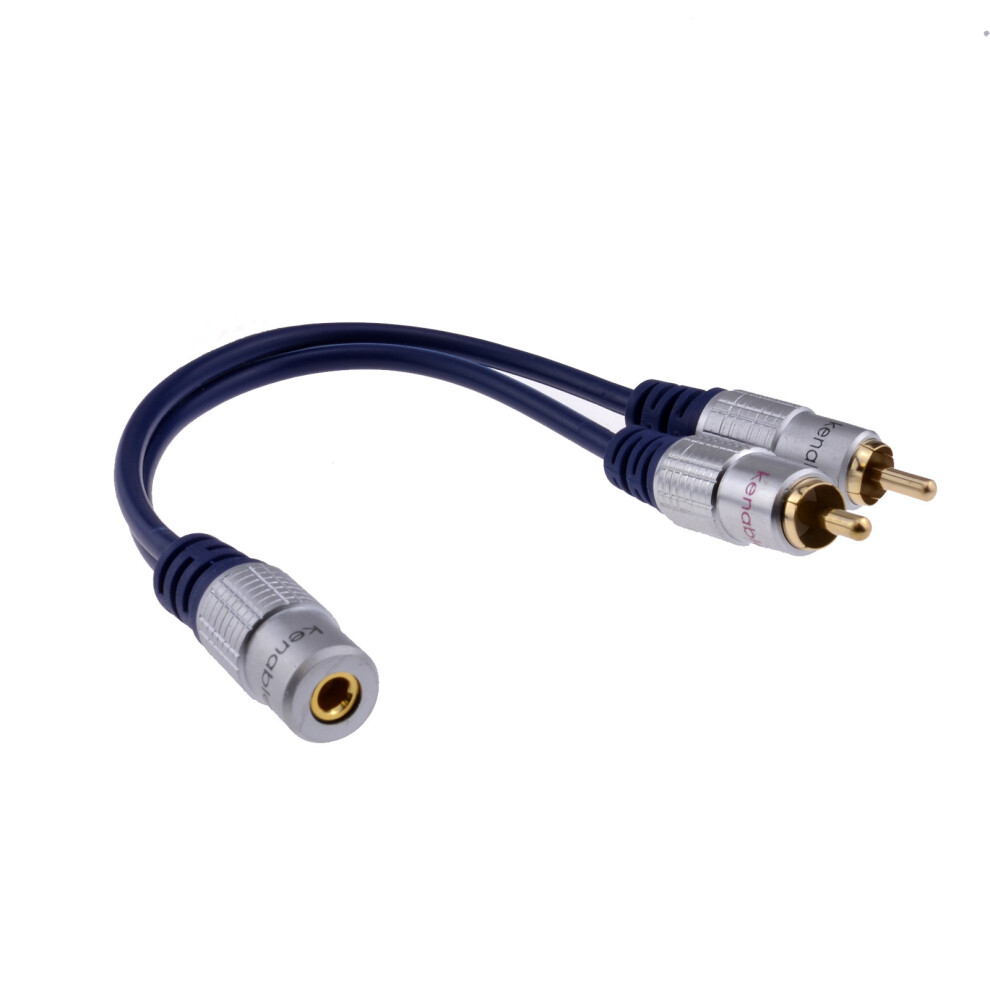 kenable PURE Gold 3.5mm Stereo Jack Socket to 2 Phono RCA Plugs Adapter Cable