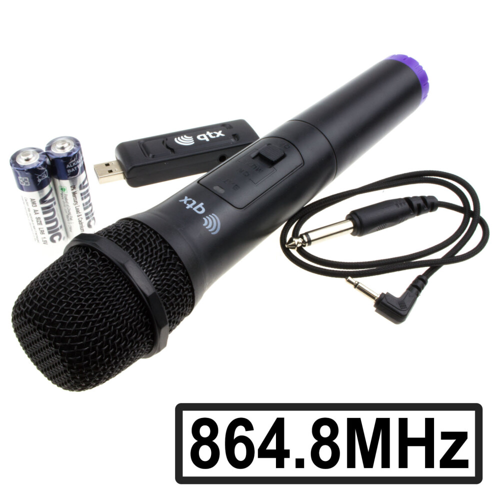 USB Powered Wireless UHF Handheld Karoke Singing Microphone Set 864.8MHz