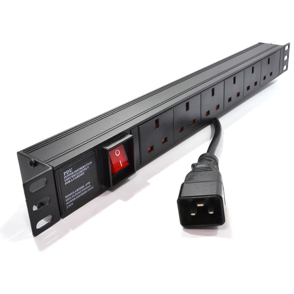 kenable Power Distribution Unit 6 Way UK Plug 19 Horizontal PDU to C20 Plug