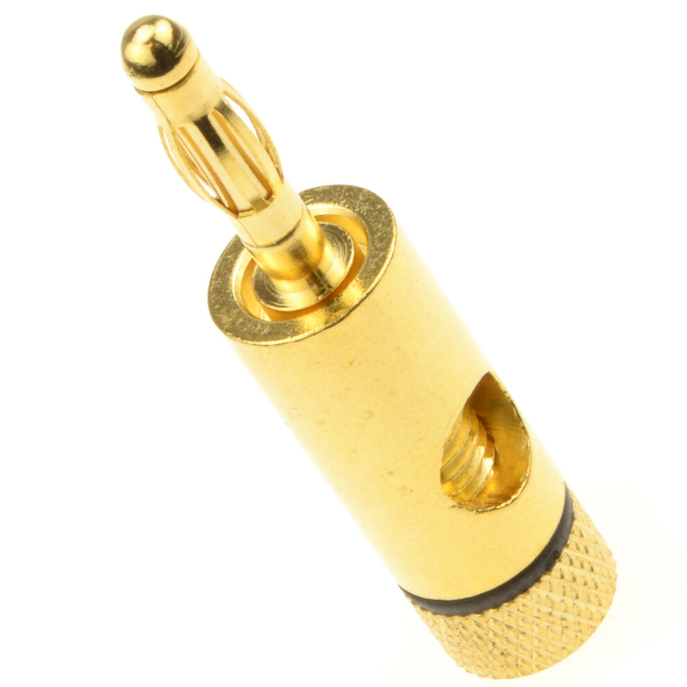 kenable High Quality Gold 4mm Banana Plug for Speaker Cable Colour Coded Black