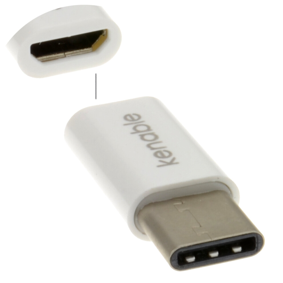 Kenable Usb Micro B Socket To Usb 3.1 Type C Male Plug Adapter White