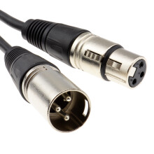 kenable XLR Microphone Cable Male to Female, Black, 0.25m (25cm) - Screened 3-Pin, Copper Conductors, 7901