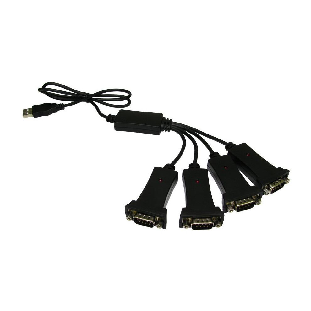 Quad USB 2.0 Serial RS232 Adapter 4 Port Cable