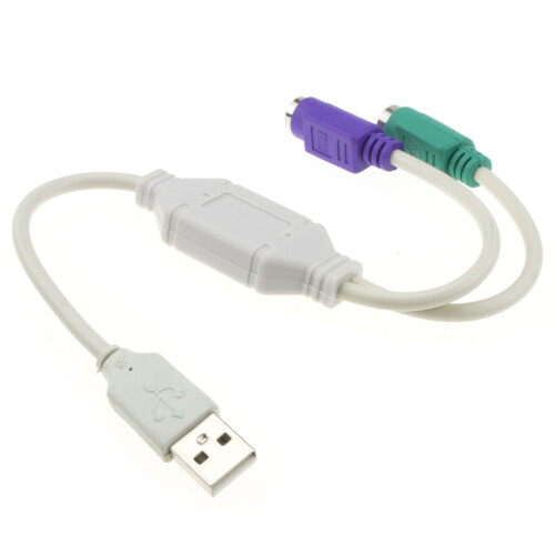 kenable USB to Dual PS2 Active Adapter Keyboard & Mouse Cable Lead 2